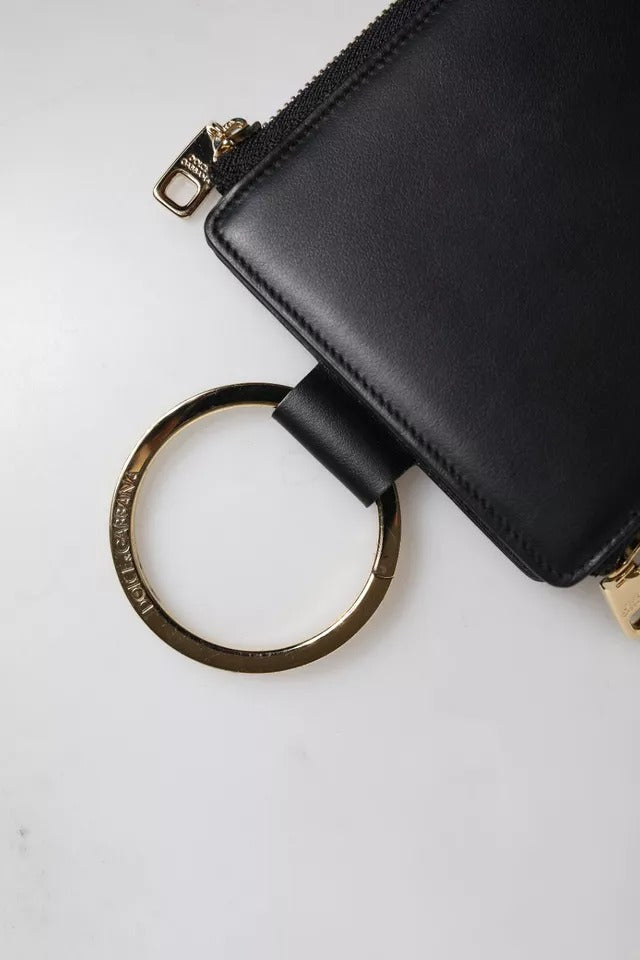 Dolce & Gabbana Schwarze Leder-Geldbörse mit Logo-Plakette