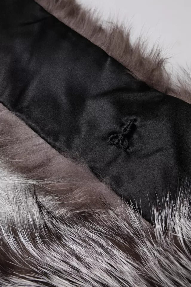 Dolce & Gabbana Grey Fox Fur Neck Wrap Winter Scarf