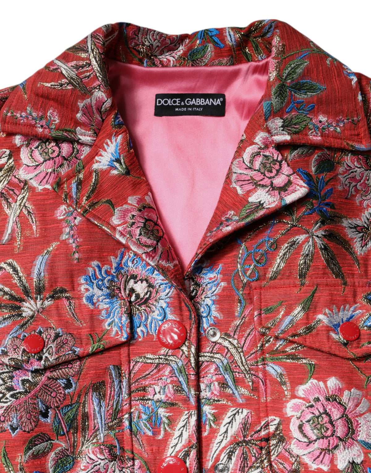 Dolce & Gabbana Rote Jacquard-Jacke mit Blumenmuster