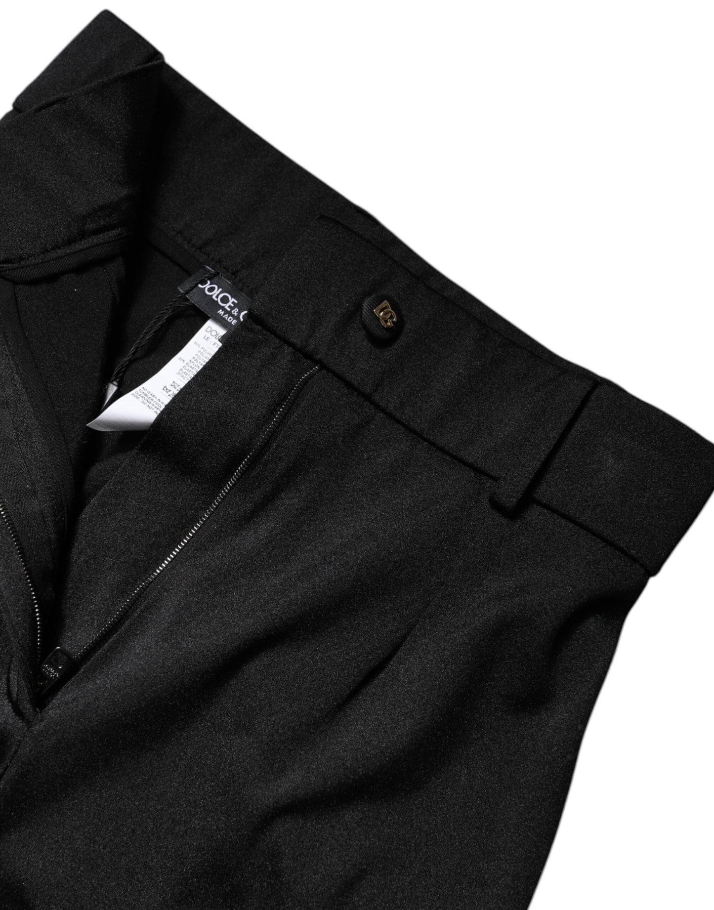 Dolce & Gabbana Schwarze Nylonhose mit hoher Taille und schmaler Passform