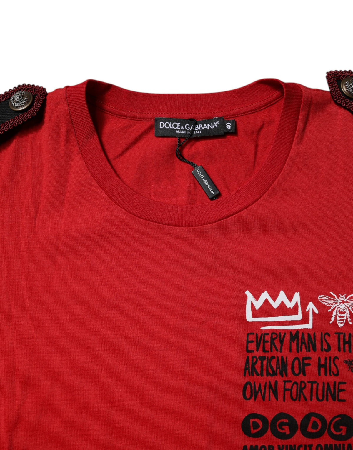 Dolce & Gabbana Rotes Baumwoll-T-Shirt mit Print