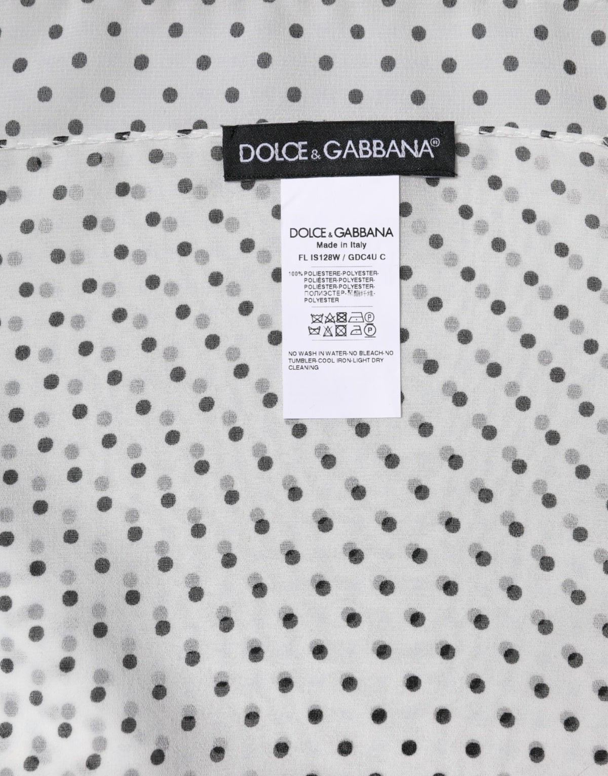 Dolce & Gabbana Weiß-schwarzer Polka-Dot-Schal 120 × 200 cm