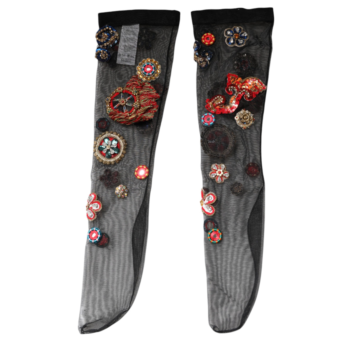 Dolce & Gabbana Schwarze Carretto Strümpfe mit Kristallen