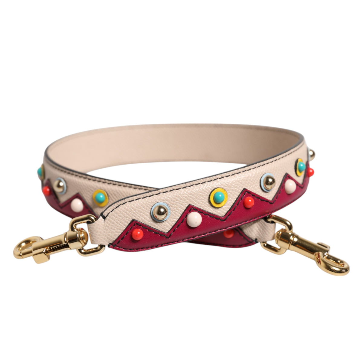 Dolce & Gabbana Tracolla Beige e Rossa in Pelle