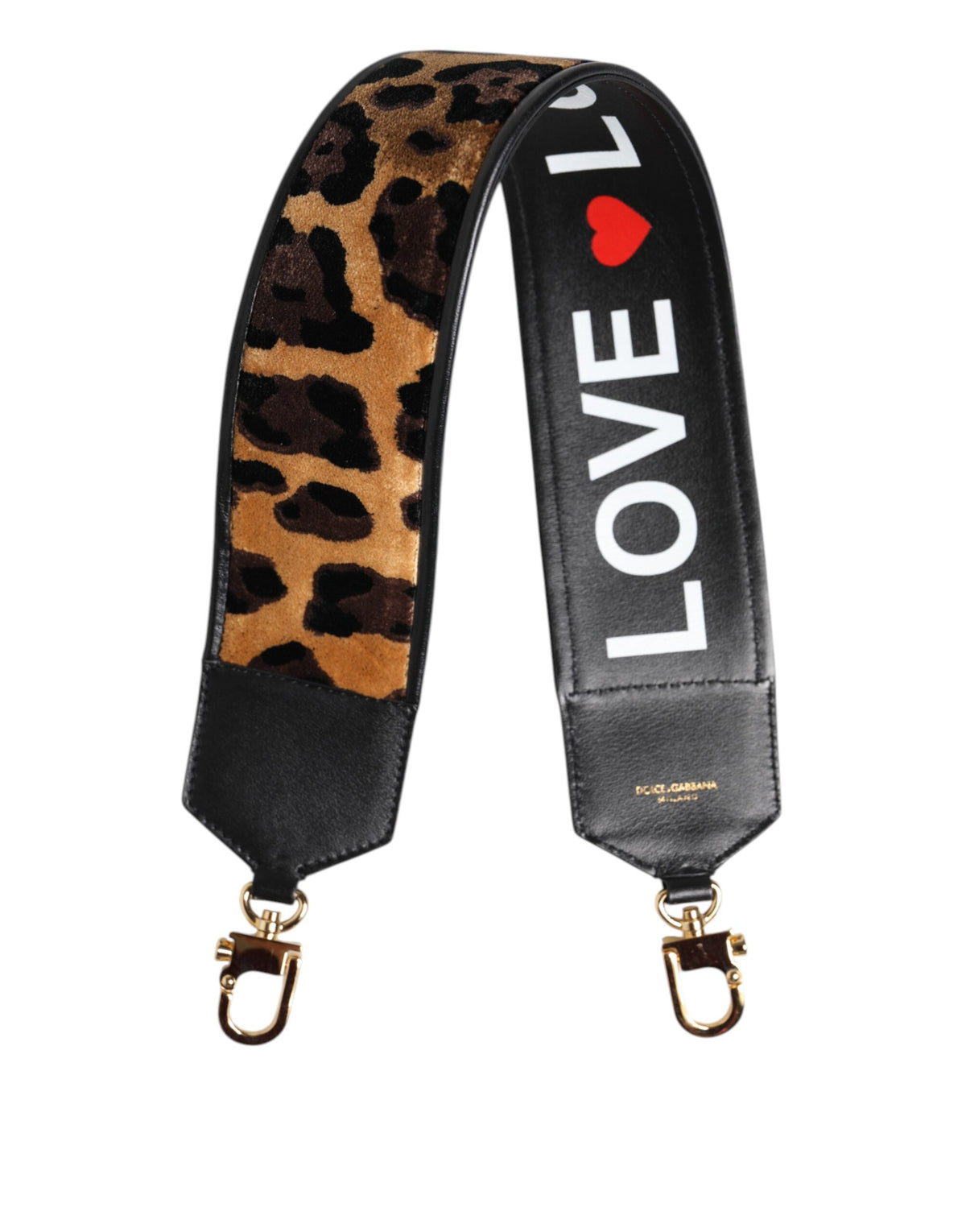 Dolce & Gabbana Black Leopard-Print Reversible Bag Strap