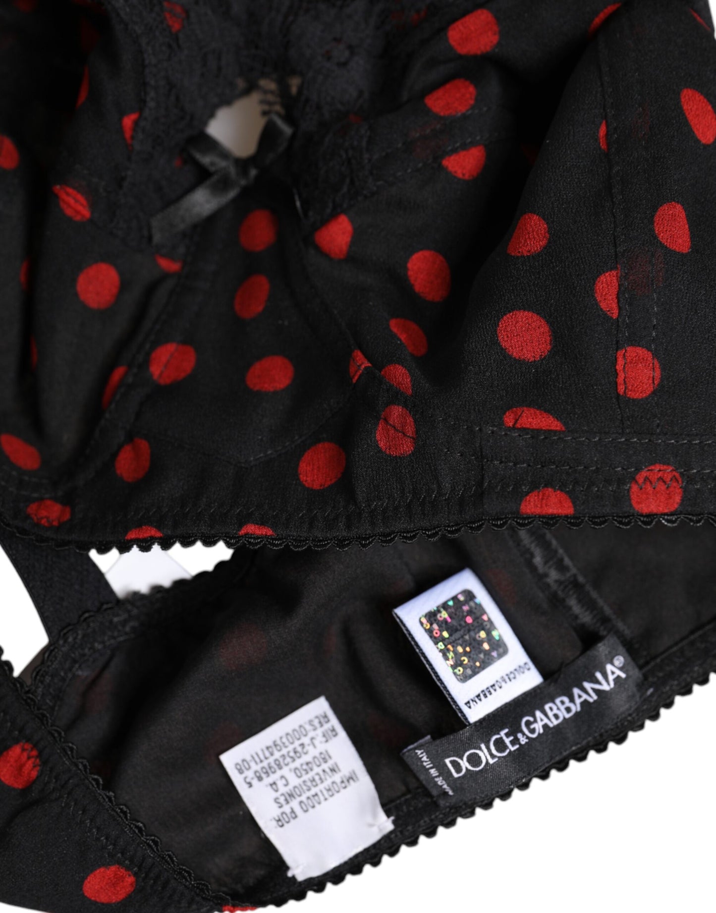 Dolce & Gabbana Schwarz-Rot gepunktet Bügel-Balconette-Unterwäsche