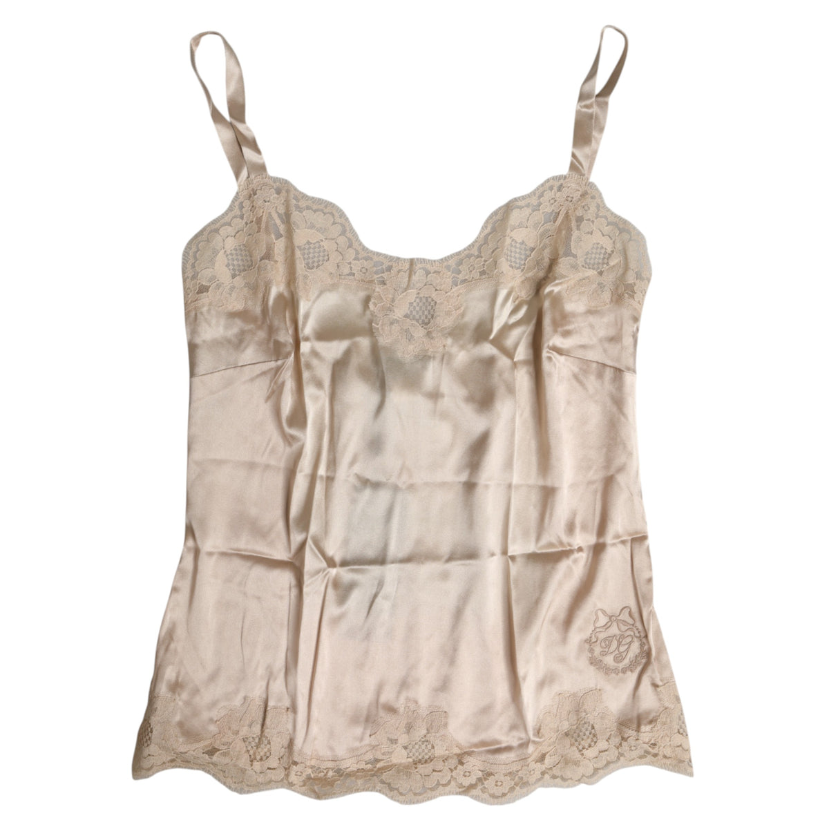 Dolce & Gabbana Beige Seiden-Satin Dessous-Top