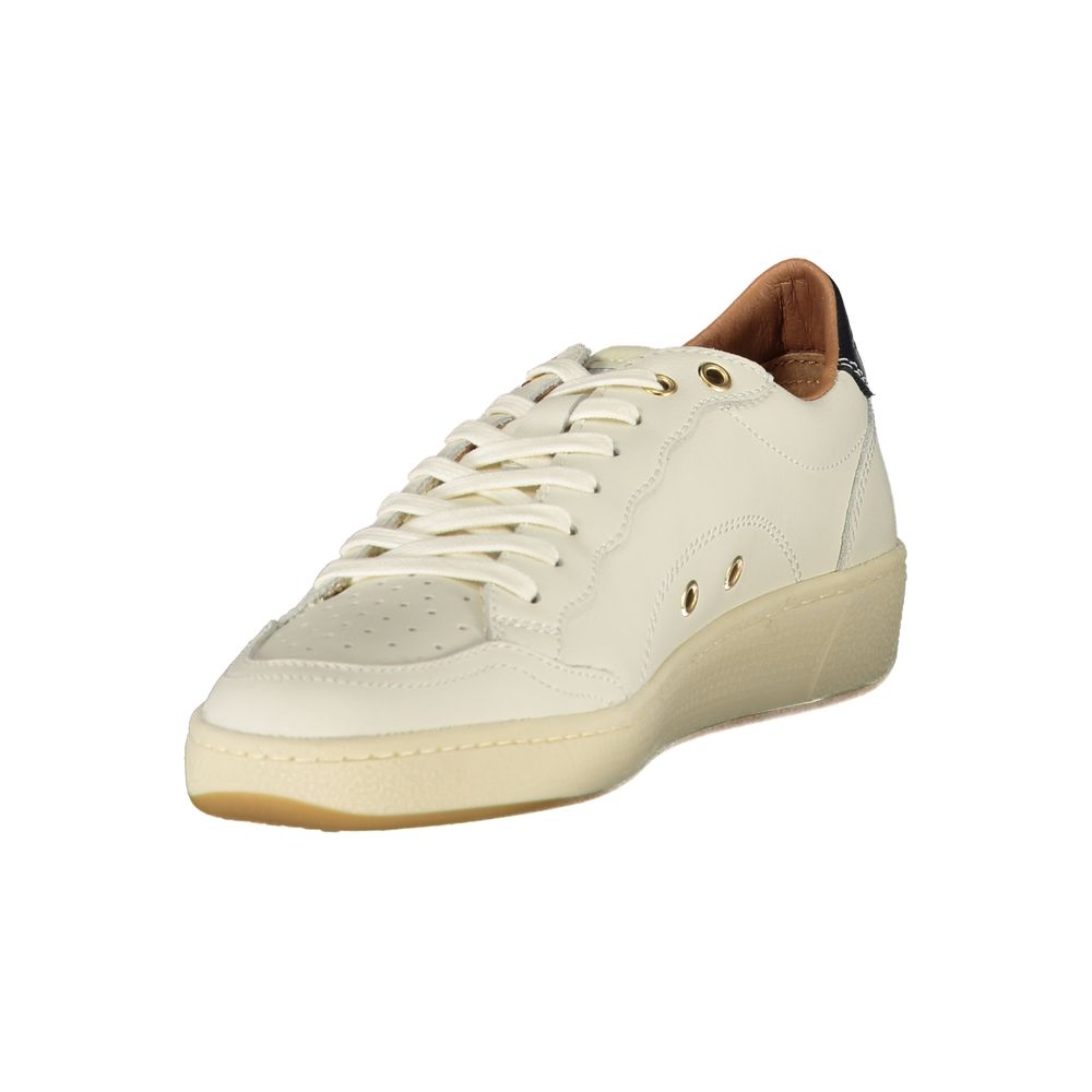 Blauer Weiße Leder-Sneaker für Damen