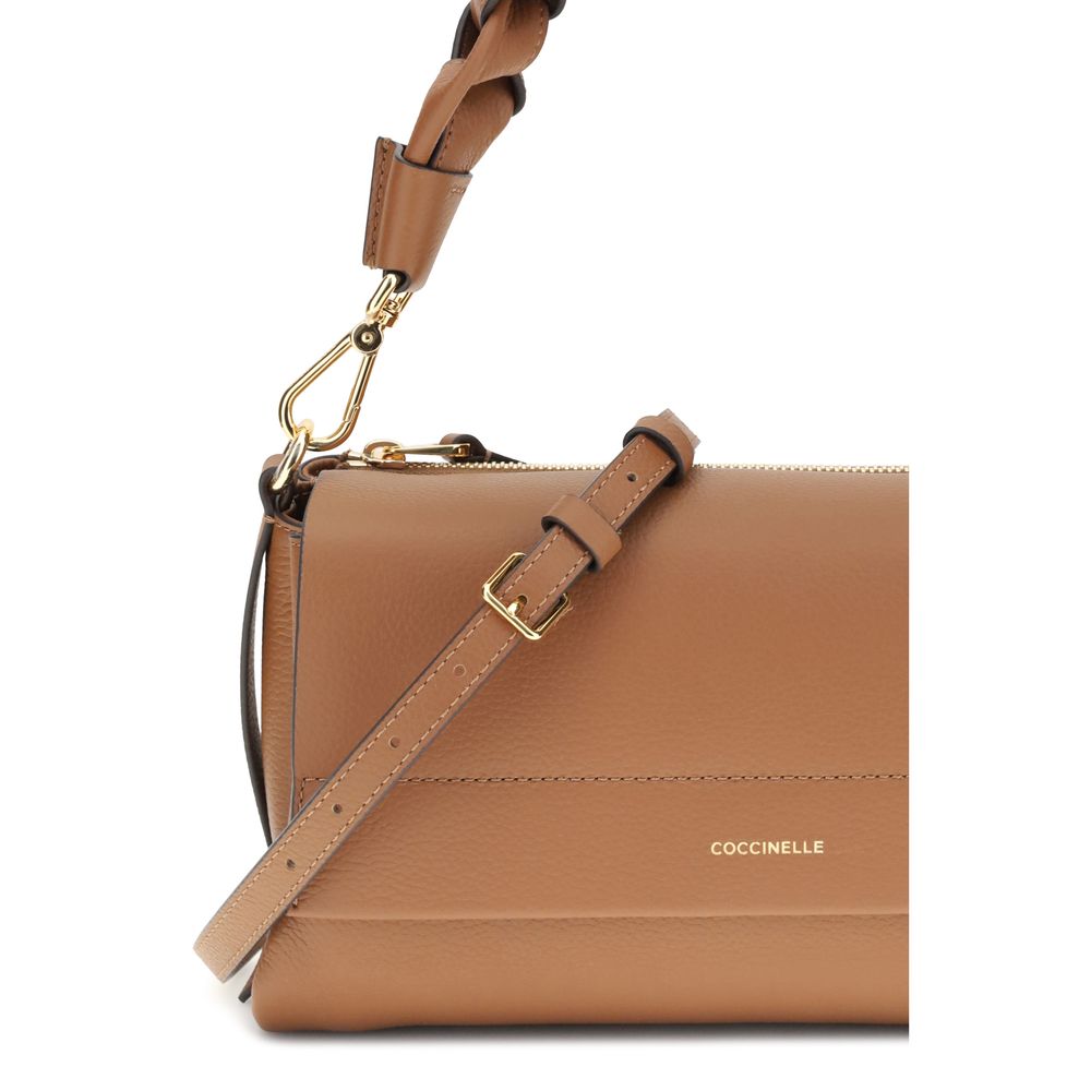 Coccinelle Beige Kalbsleder Bos Taurus Schultertasche