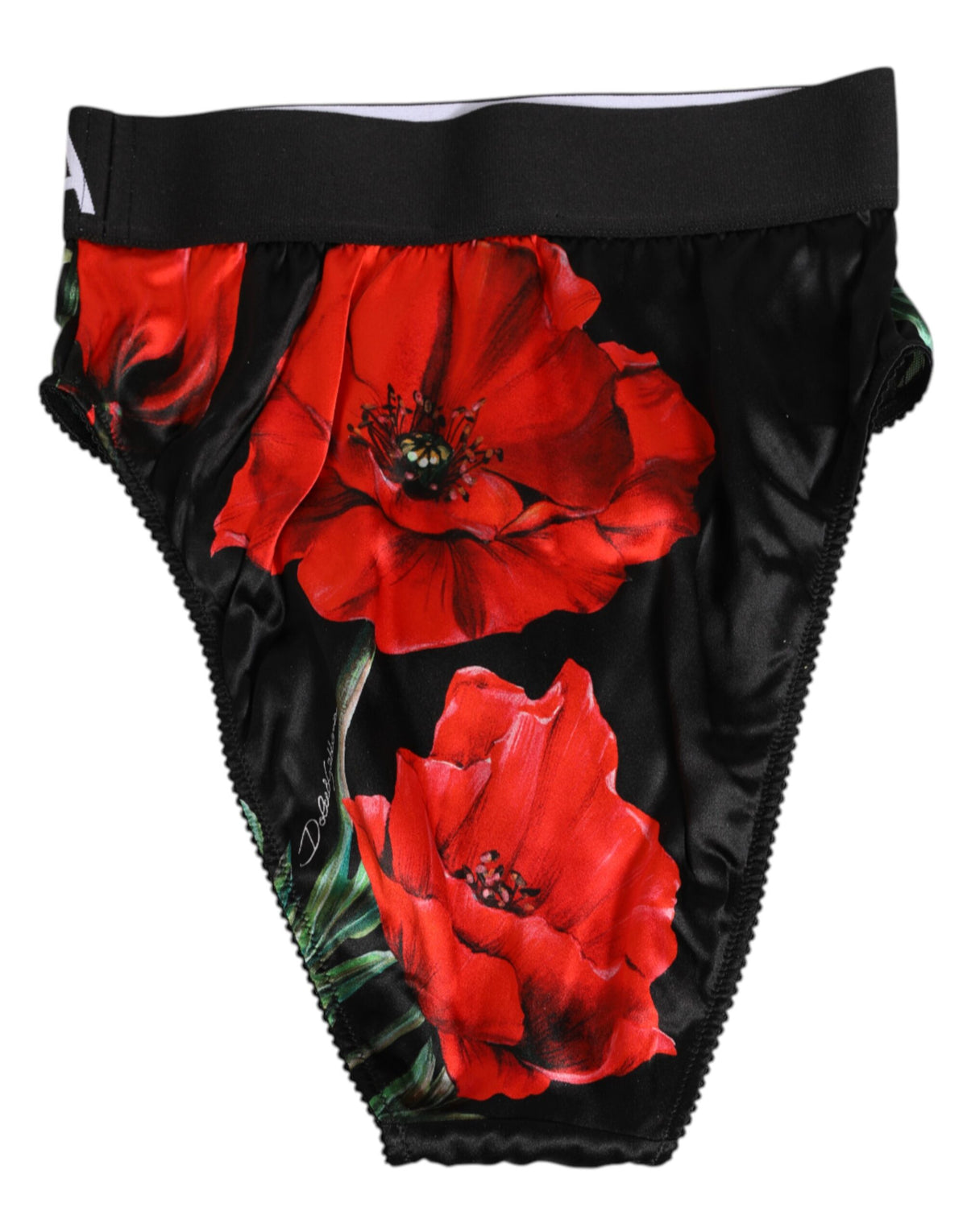 Dolce & Gabbana Intimo a vita alta con motivo floreale nero in seta