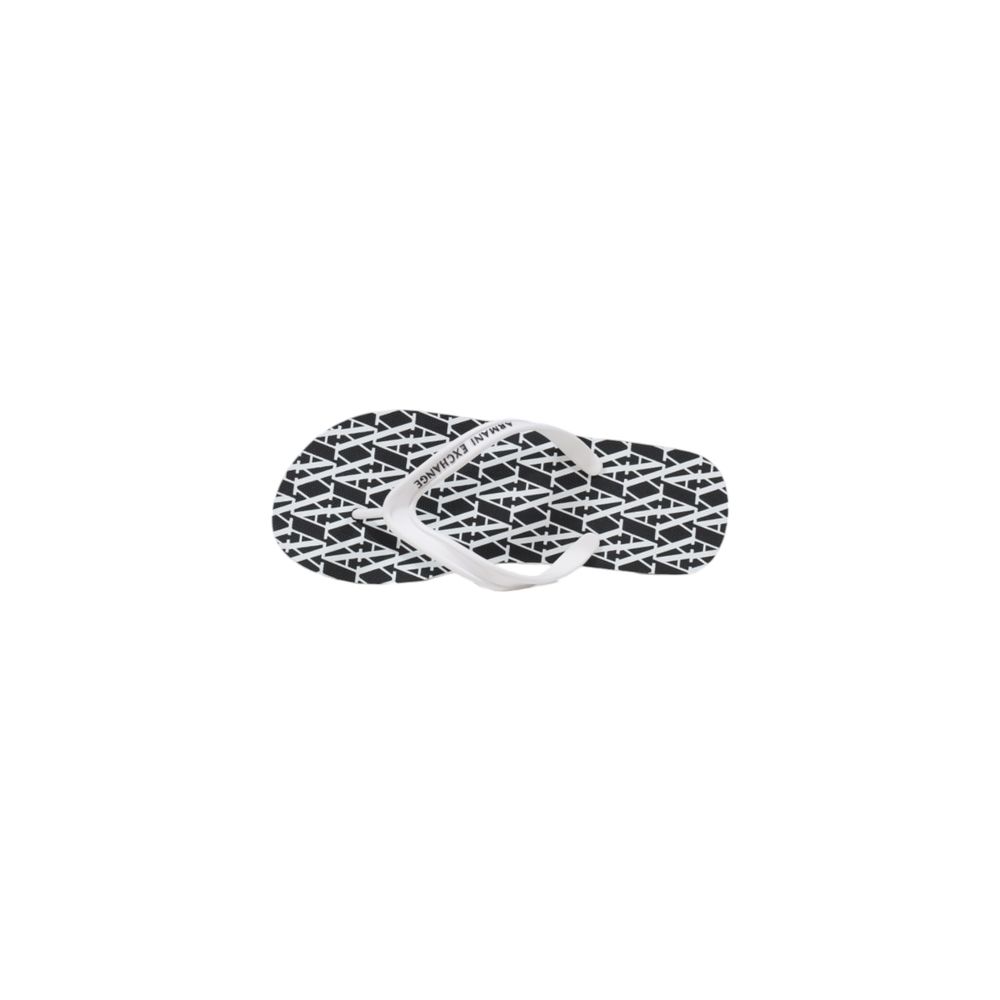 Armani Exchange Black and White Rubber Flip-Flops