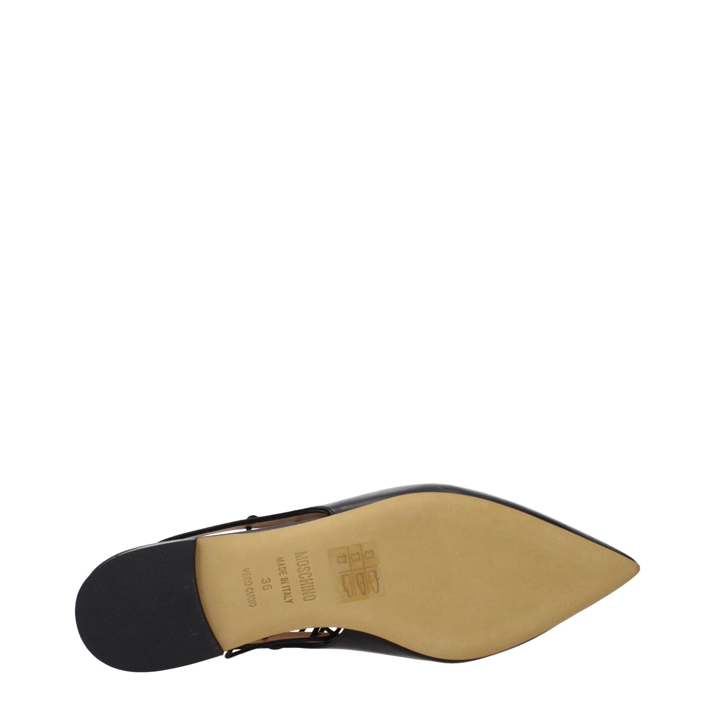 Moschino Black Leather Ballet Flats