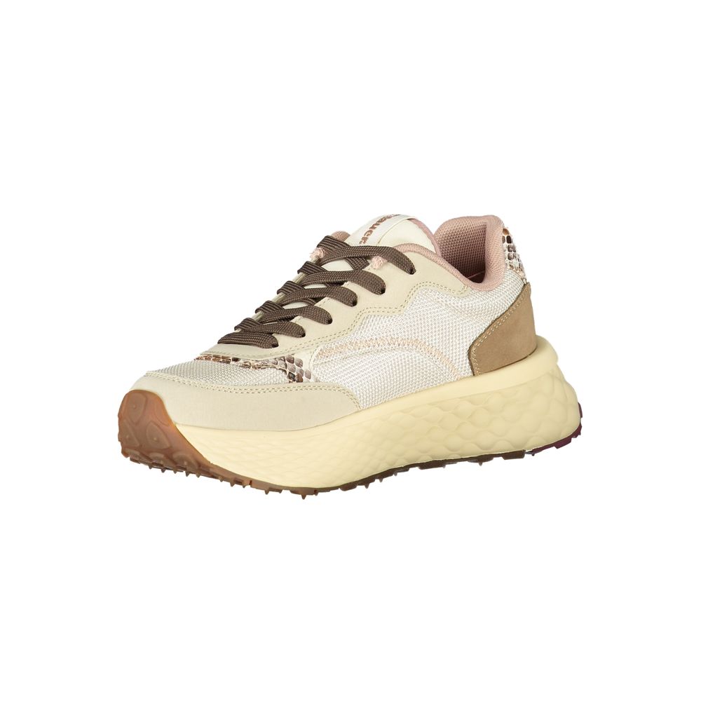 Blue and Beige Genuine Leather Sneakers