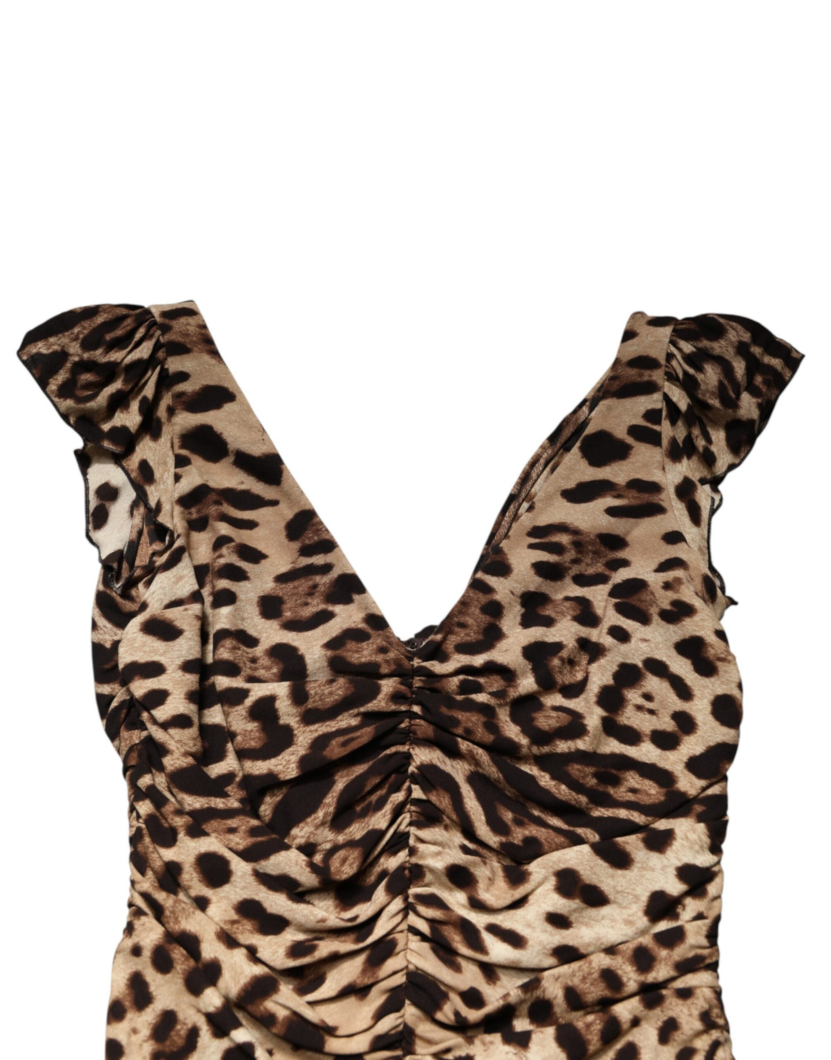 Dolce & Gabbana Abito midi a tubino senza maniche con stampa leopardata marrone