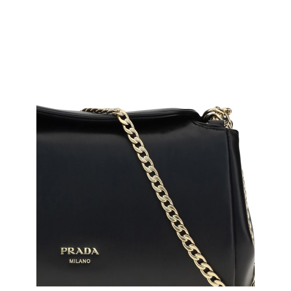 Prada Schwarze Bos Taurus Kalbsleder Schultertasche