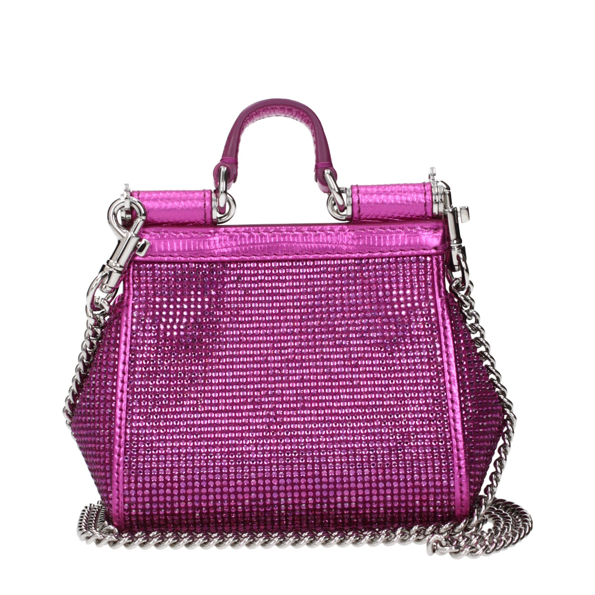 Dolce & Gabbana Fuchsia Satin-Handtasche mit Strass – Produktansicht 3 | Arca Lucia