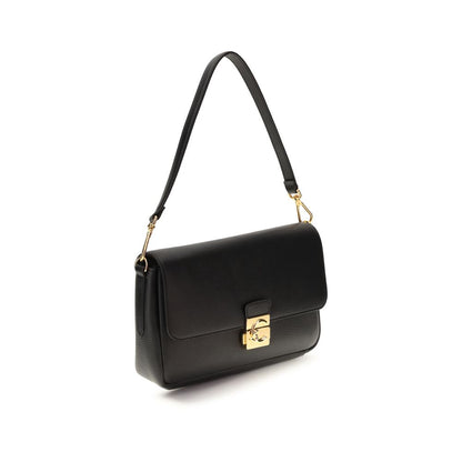 Coccinelle Schwarze Bos Taurus Kalbsleder Schultertasche