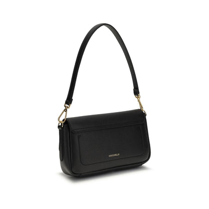 Coccinelle Schwarze Bos Taurus Kalbsleder Schultertasche