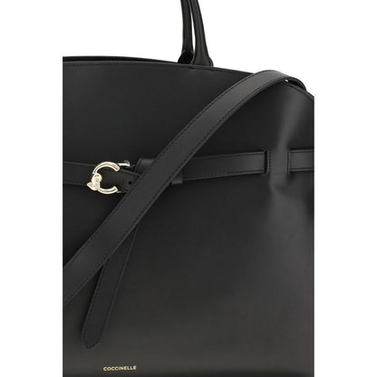 Coccinelle Schwarze Kalbsleder Bos Taurus Handtasche