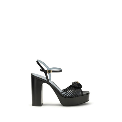 Valentino Garavani Schwarze Plateau-Sandalen aus Ziegenleder