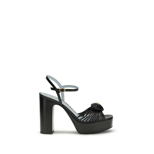Valentino Garavani Schwarze Plateau-Sandalen aus Ziegenleder