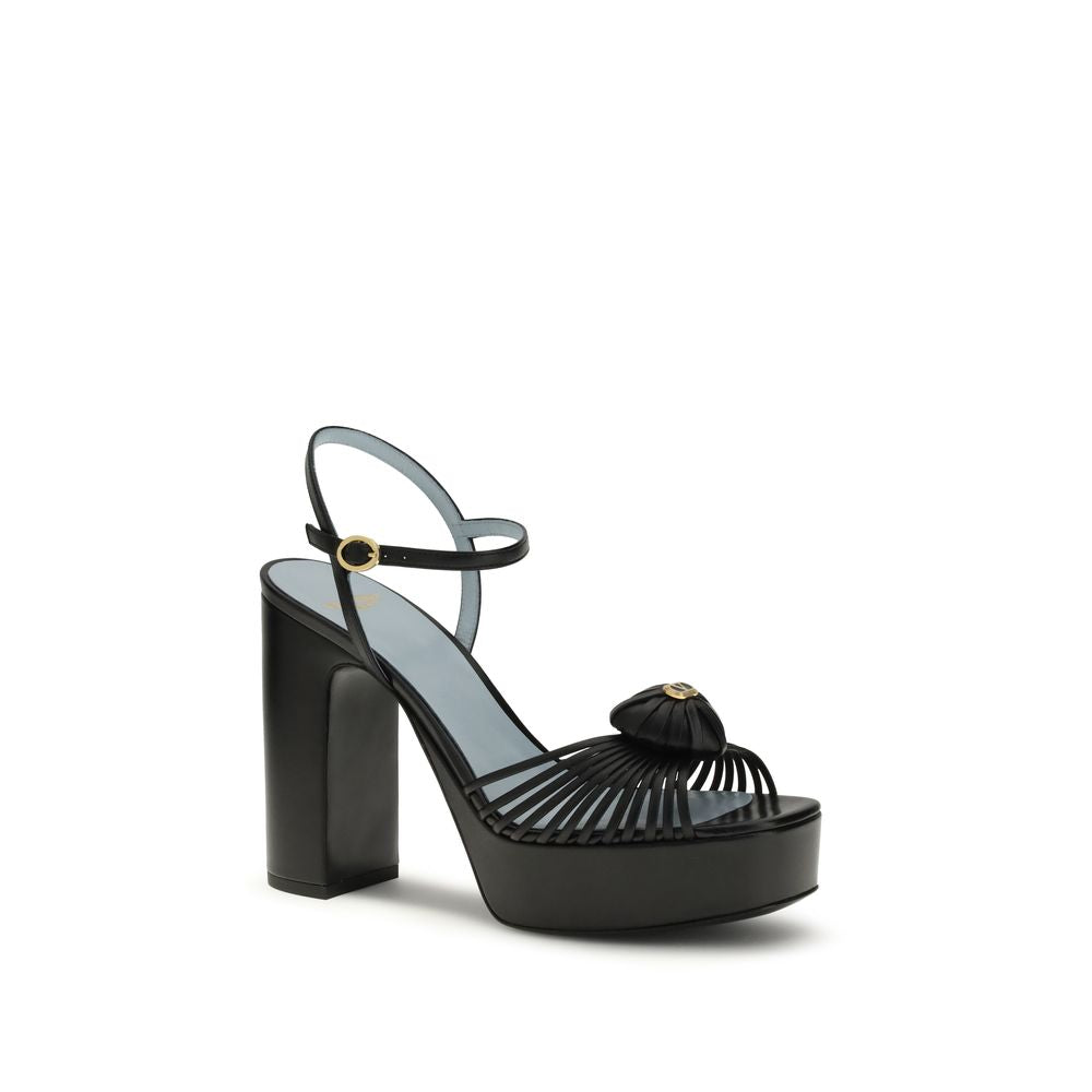 Valentino Garavani Schwarze Plateau-Sandalen aus Ziegenleder