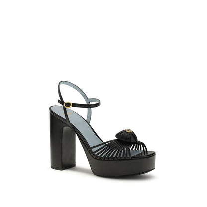 Valentino Garavani Schwarze Plateau-Sandalen aus Ziegenleder