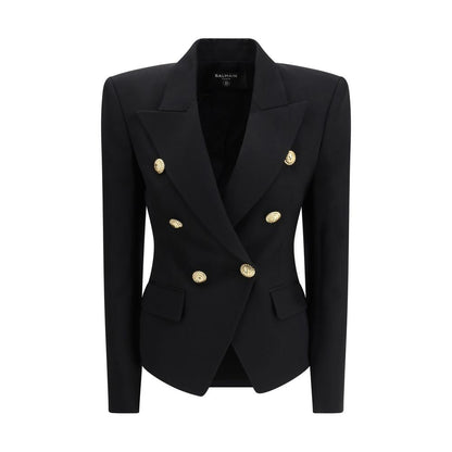 Balmain Schwarzer Oves Aries Wollblazer