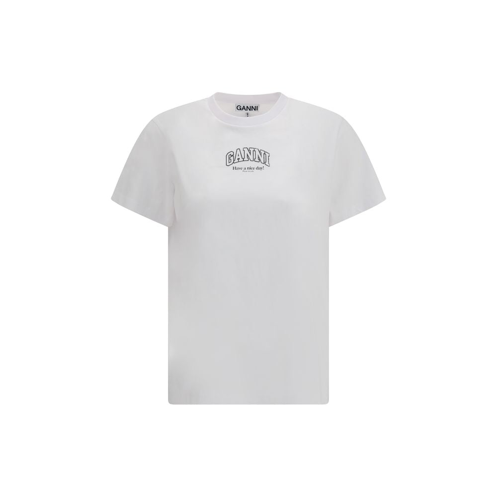 Ganni Weißes Baumwoll-T-Shirt