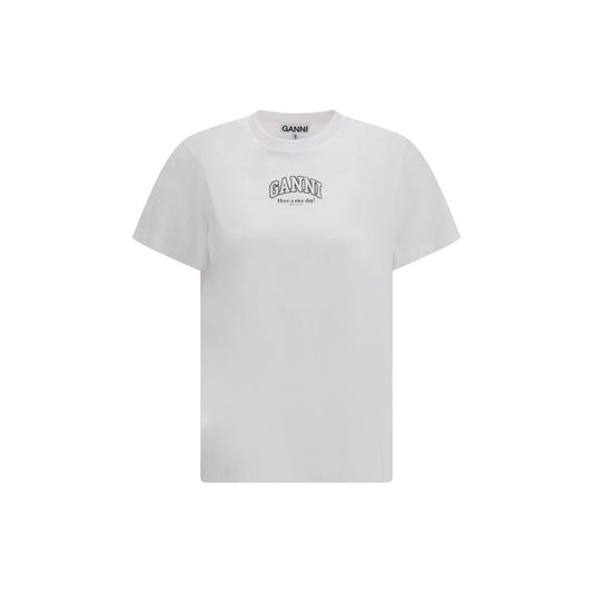 Ganni Weißes Baumwoll-T-Shirt