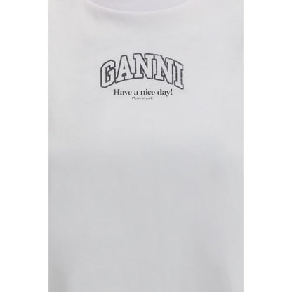 Ganni Weißes Baumwoll-T-Shirt