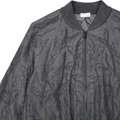 Brunello Cucinelli Grauer Bomber aus reiner Schurwolle