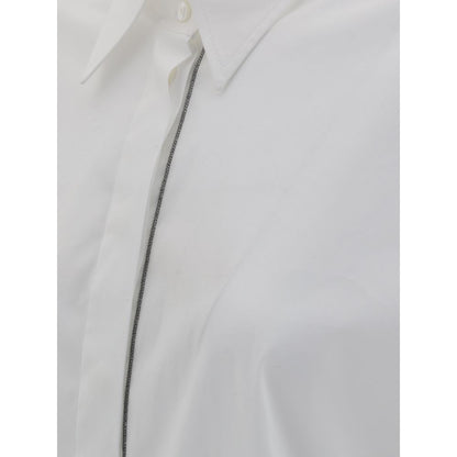 Brunello Cucinelli Weißes Baumwollkleidhemd