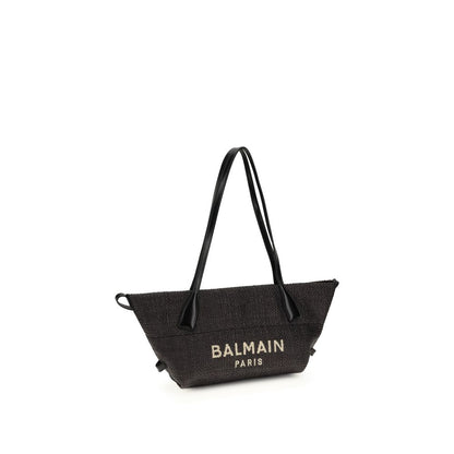 Balmain Schwarze Raffia-Umhängetasche