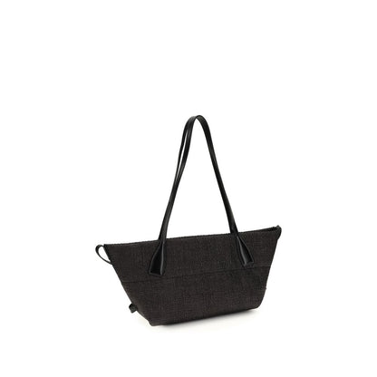 Balmain Schwarze Raffia-Umhängetasche