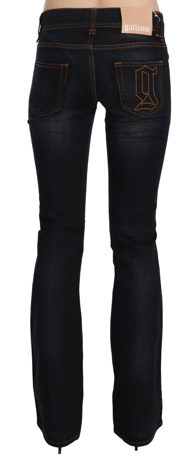 John Galliano Blaue Bootcut-Jeans mit mittlerer Taille und regulärem Bein, gewaschen