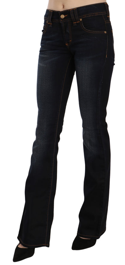 John Galliano Blaue Bootcut-Jeans mit mittlerer Taille und regulärem Bein, gewaschen