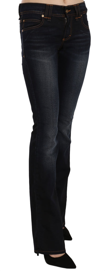John Galliano Blaue Bootcut-Jeans mit mittlerer Taille und regulärem Bein, gewaschen