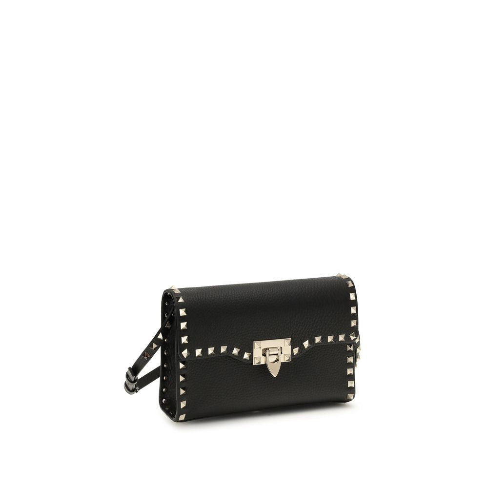 Valentino Garavani Schwarze Bos Taurus Kalbsleder Schultertasche