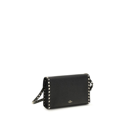 Valentino Garavani Schwarze Bos Taurus Kalbsleder Schultertasche
