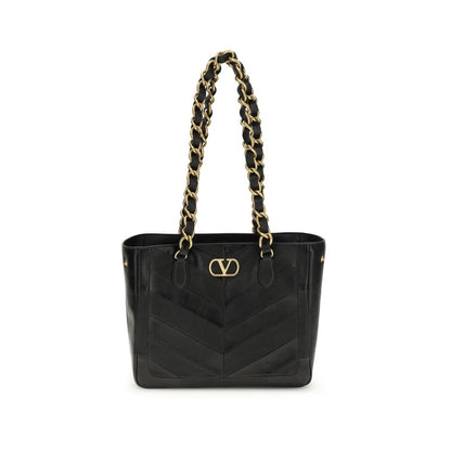 Valentino Garavani Schwarze Lammleder Schultertasche Ovis Aries Aries
