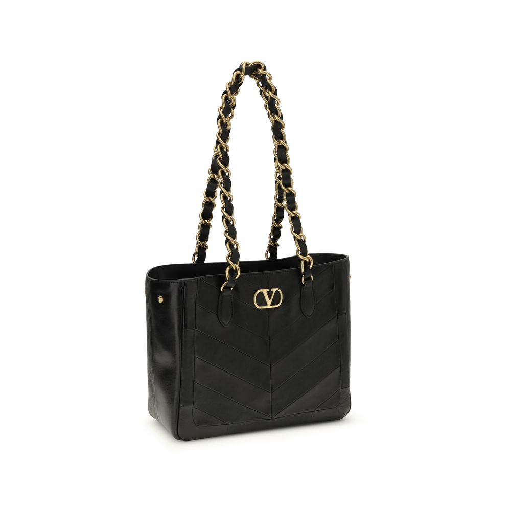 Valentino Garavani Schwarze Lammleder Schultertasche Ovis Aries Aries