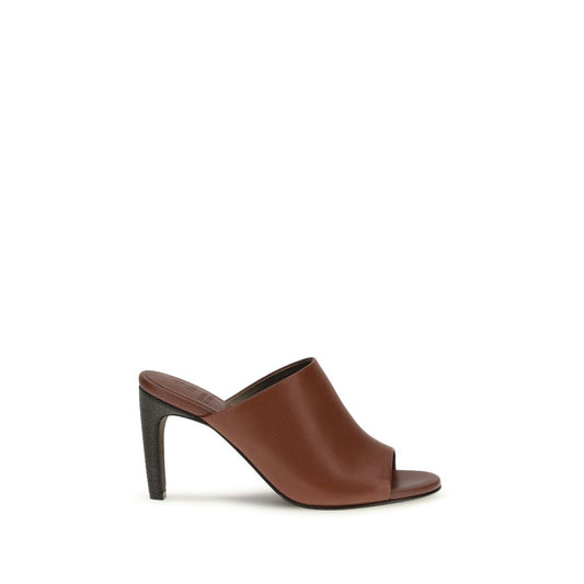 Brunello Cucinelli Braune Sandalen aus Kalbsleder Bos Taurus