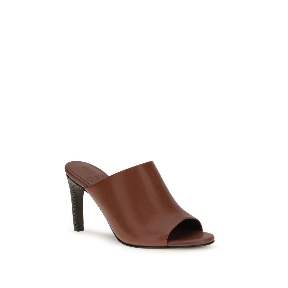 Brunello Cucinelli Braune Sandalen aus Kalbsleder Bos Taurus