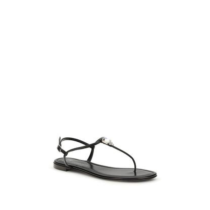 Giuseppe Zanotti Schwarze Bos Taurus Kalbsleder-Sandalen