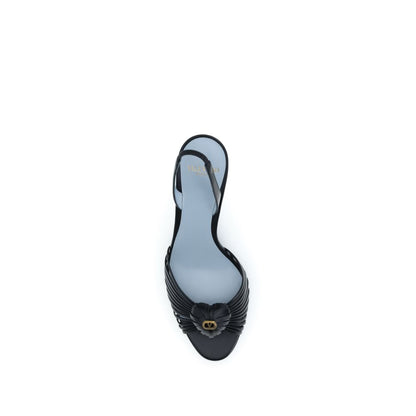 Valentino Garavani Schwarze Stilettosandalen aus Ziegenleder