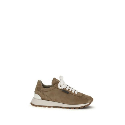 Brunello Cucinelli Beige Kalbsleder Bos Taurus Plateau-Sneaker