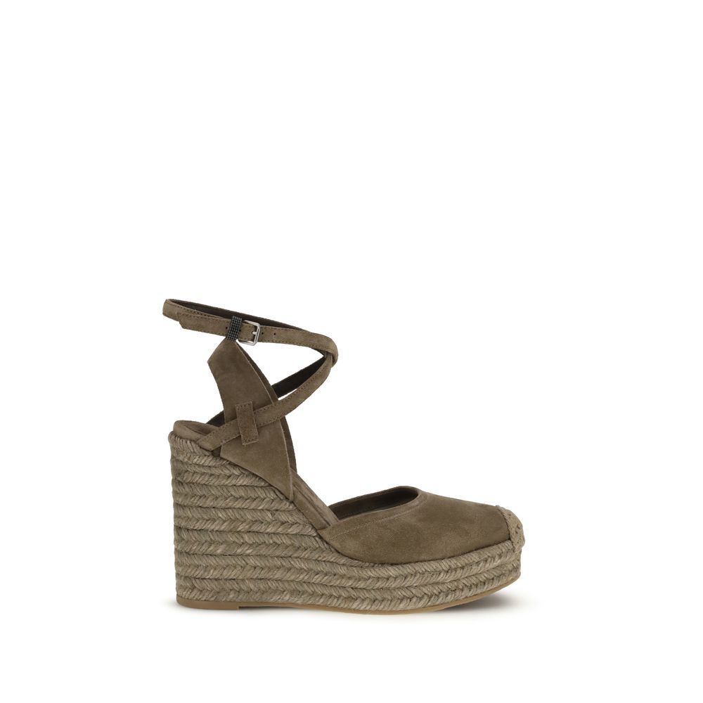 Brunello Cucinelli Beige Kalbsleder Bos Taurus Espadrilles