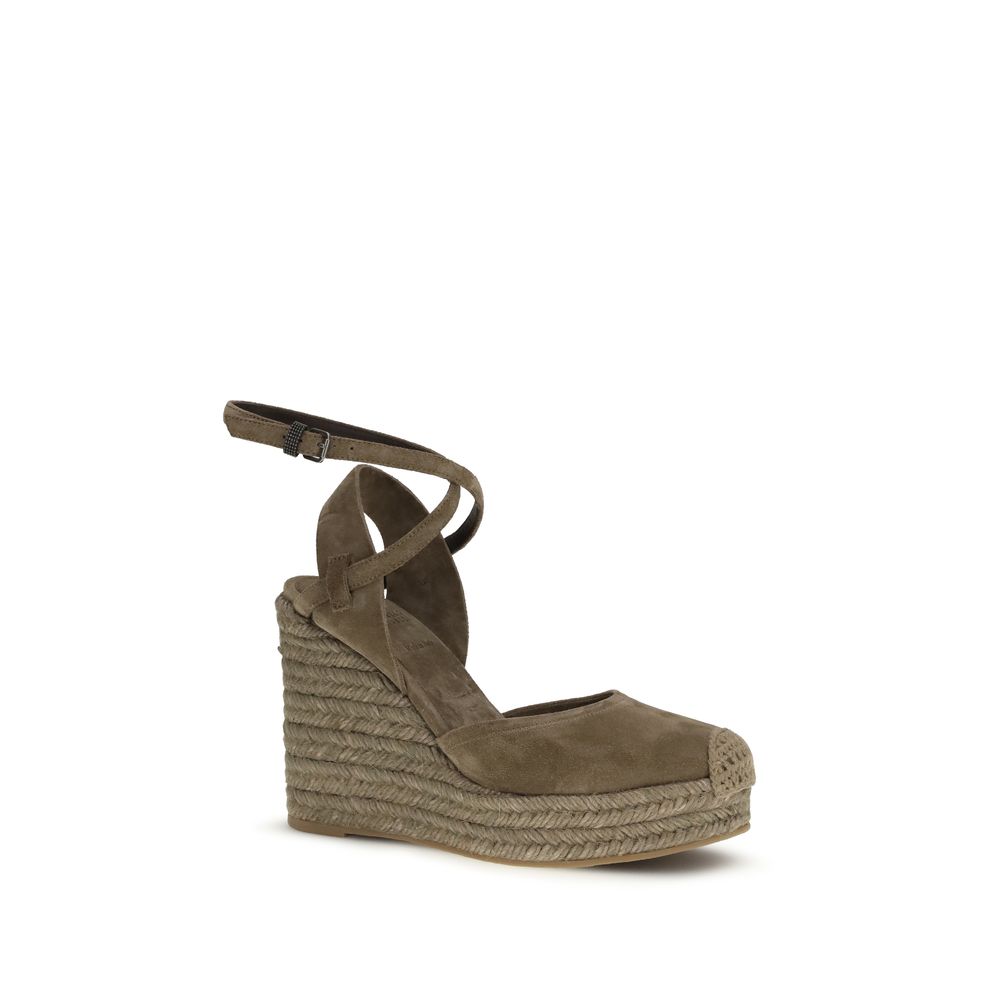 Brunello Cucinelli Beige Kalbsleder Bos Taurus Espadrilles