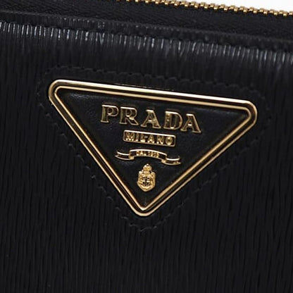 Prada Schwarzes Kalbsleder Portemonnaie